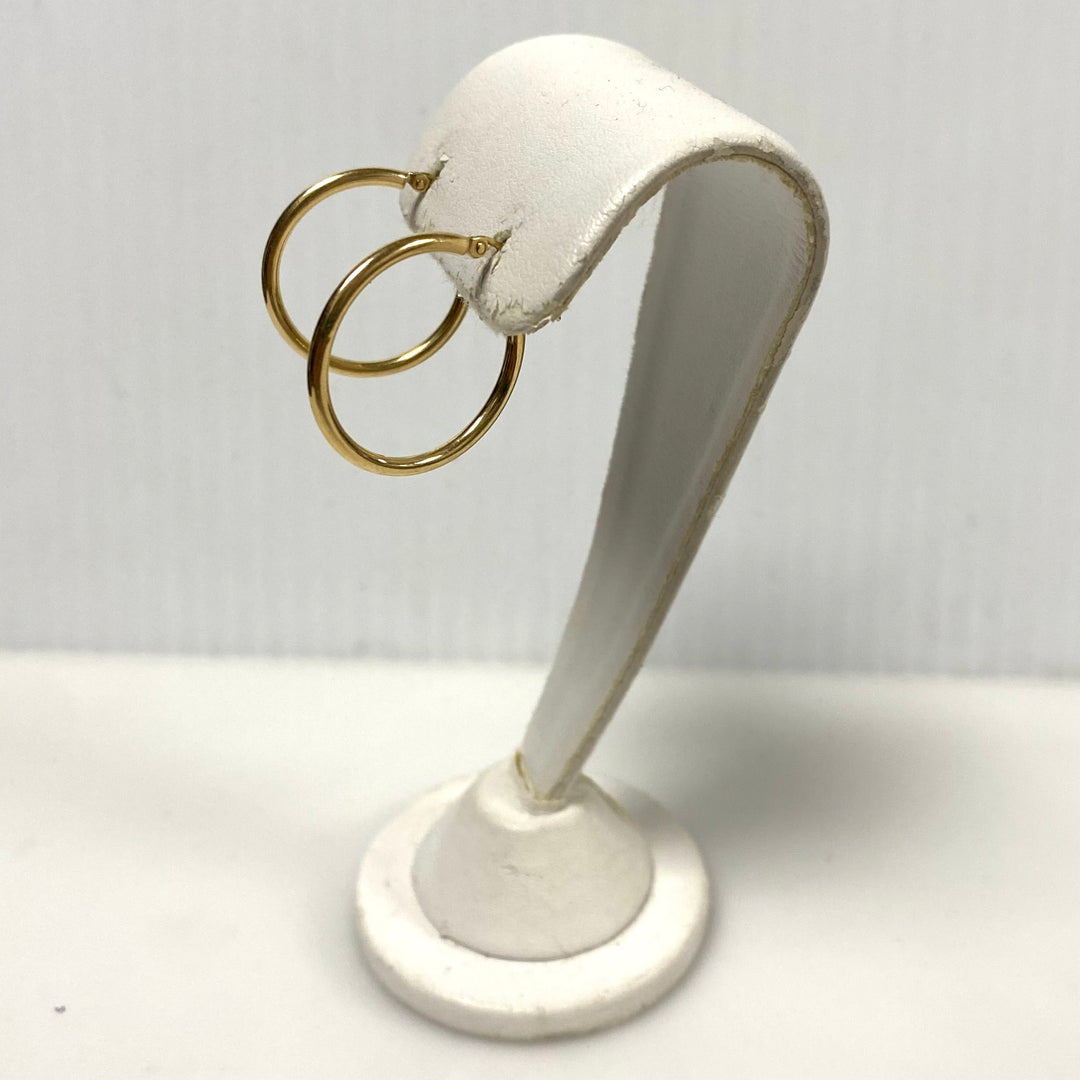 v359 Vintage Classic 14K Yellow Gold Pierced 1" Hoop Earrings