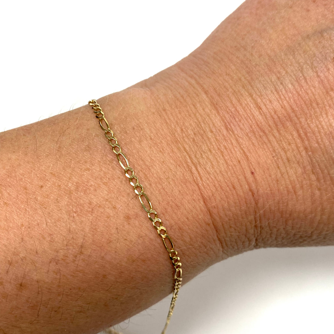 v360 Vintage 14k Yellow Gold Link Chain Bracelet 10" Long