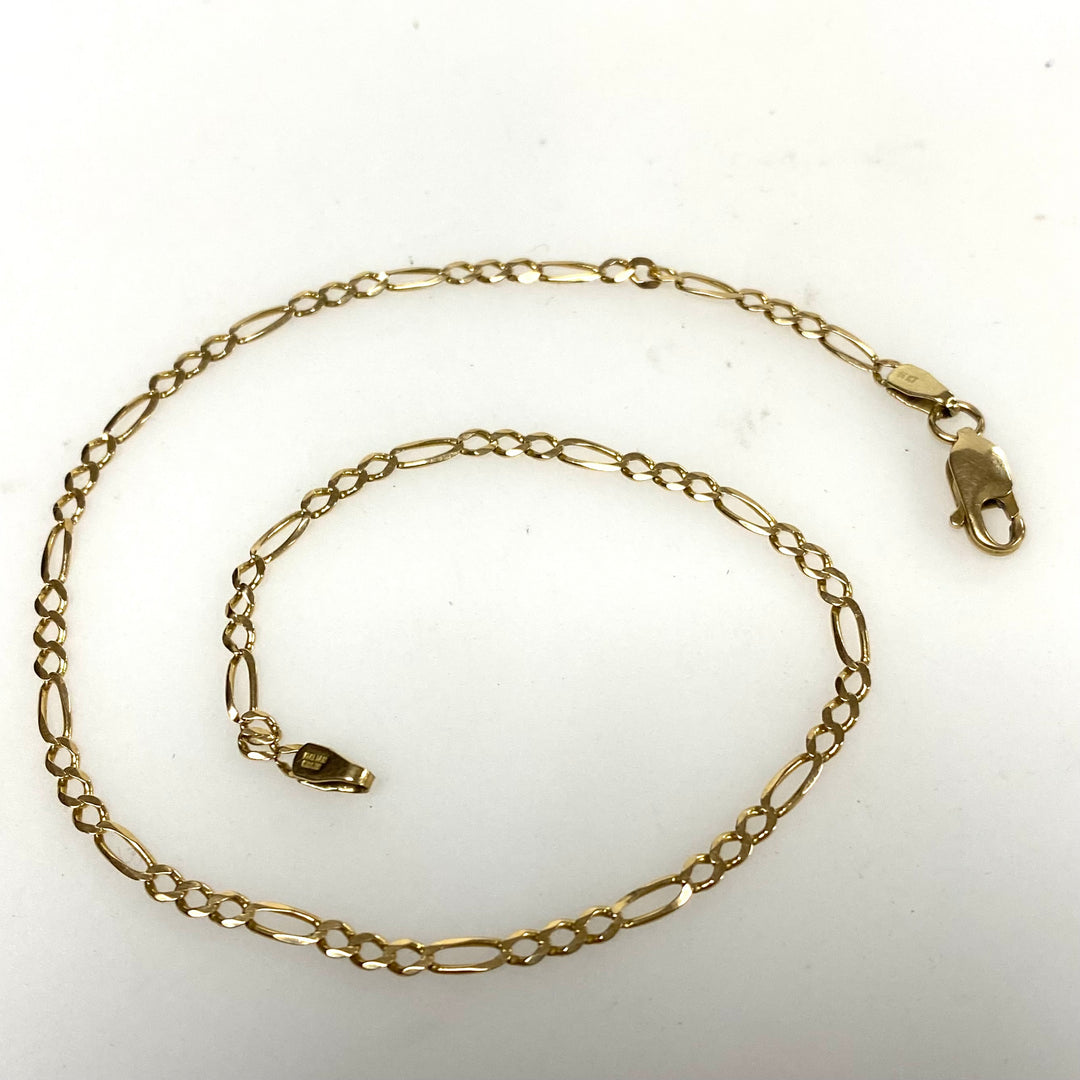 v360 Vintage 14k Yellow Gold Link Chain Bracelet 10" Long