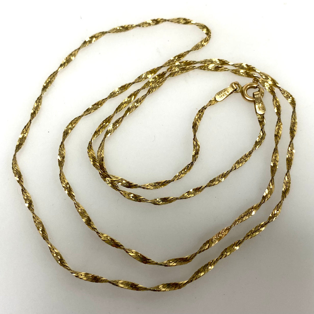 v363 Vintage 14k Yellow Gold Twisted Link Chain Necklace 20" Long