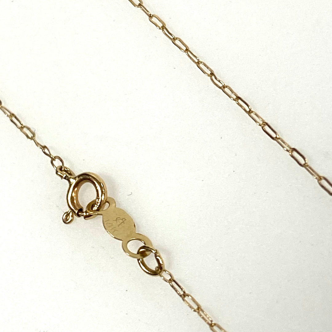 v364 Vintage 14k Yellow Gold Paper Clip Style Link Chain Necklace 16" Long