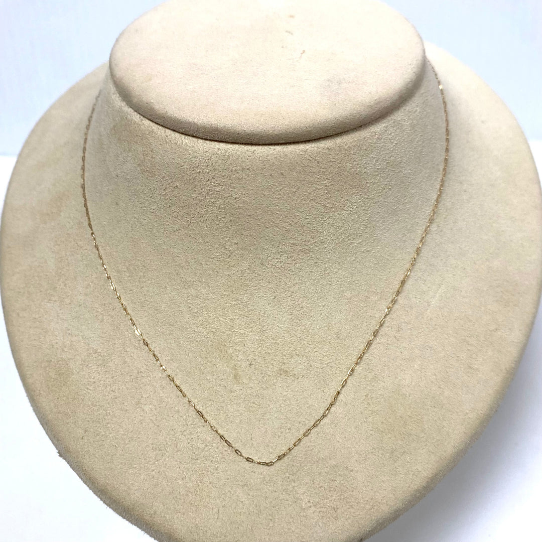 v364 Vintage 14k Yellow Gold Paper Clip Style Link Chain Necklace 16" Long