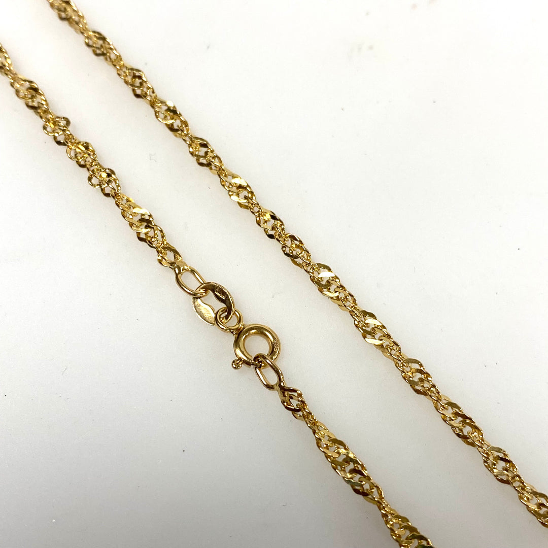 v365 Vintage 14k Yellow Gold Singapore Style Link Chain Necklace 24" Long