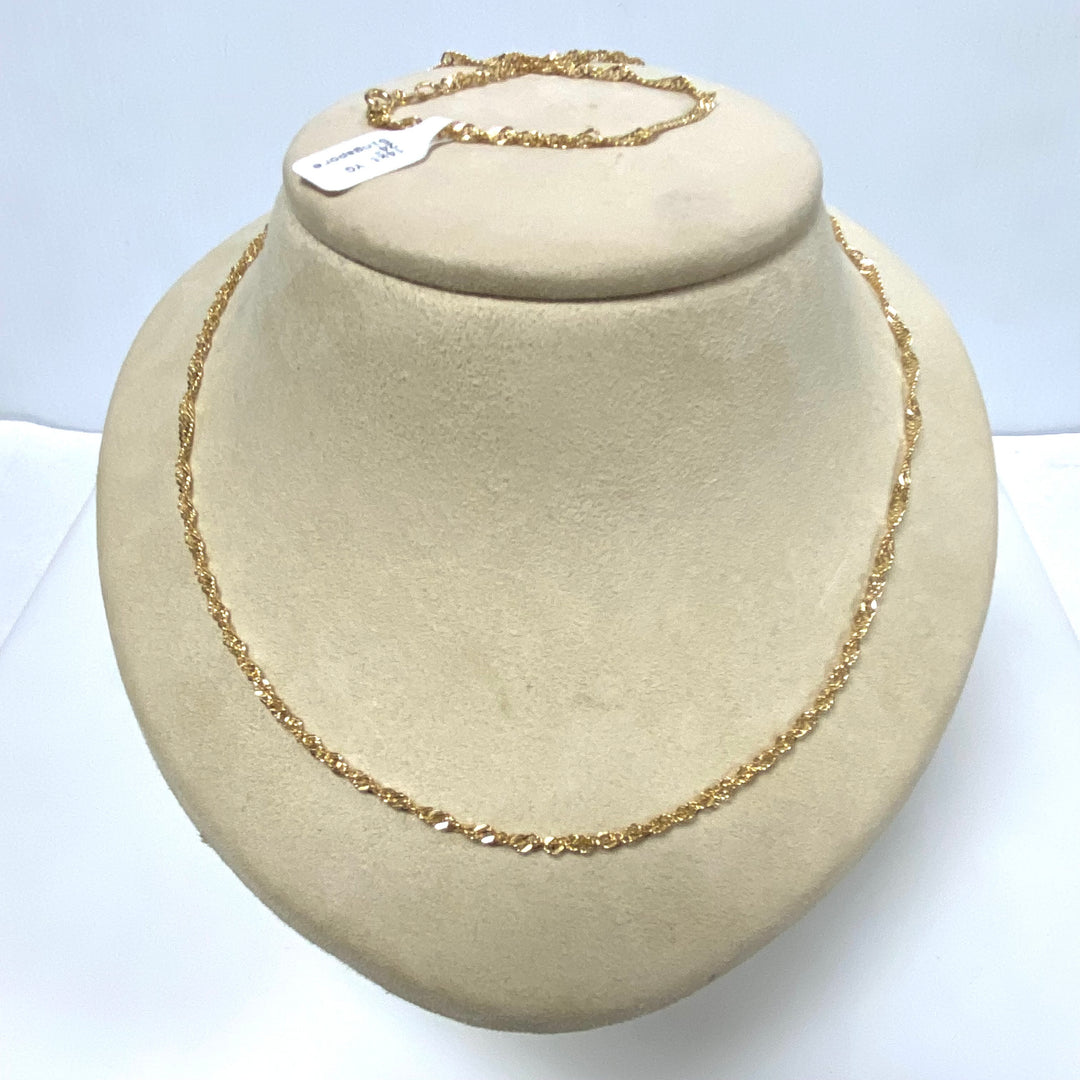 v365 Vintage 14k Yellow Gold Singapore Style Link Chain Necklace 24" Long