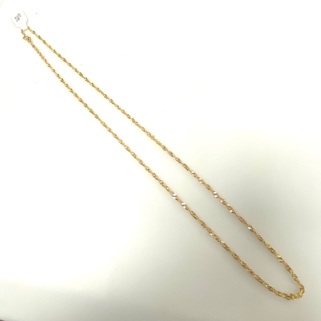 v365 Vintage 14k Yellow Gold Singapore Style Link Chain Necklace 24" Long