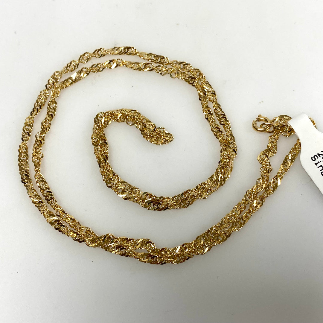 v365 Vintage 14k Yellow Gold Singapore Style Link Chain Necklace 24" Long