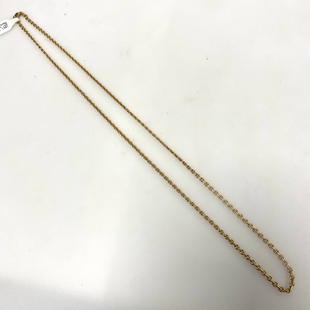 v368 Vintage 14k Yellow Gold Link Chain Necklace 24" Long