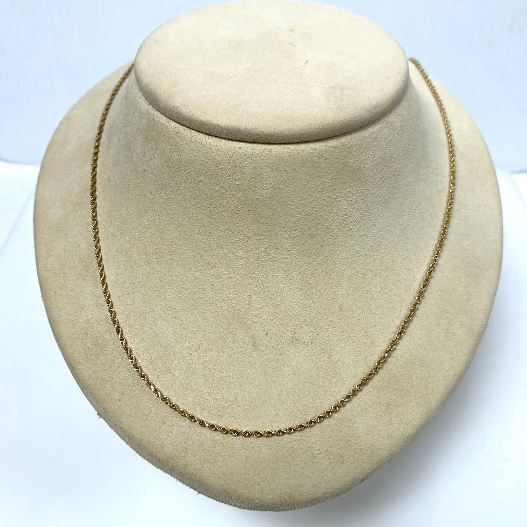 v369 Vintage 14k Yellow Gold Rope Link Chain Necklace 20.5" Long