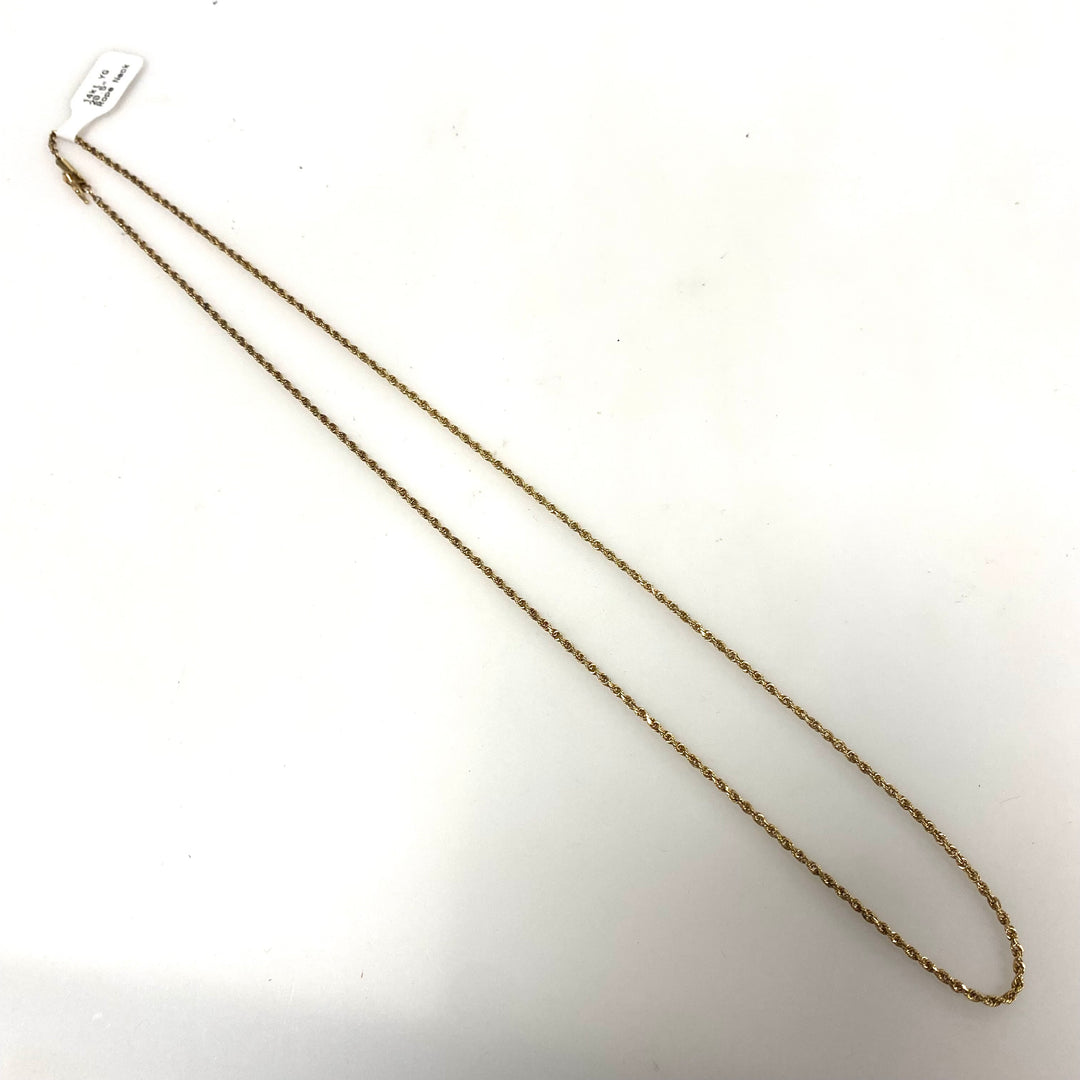 v369 Vintage 14k Yellow Gold Rope Link Chain Necklace 20.5" Long