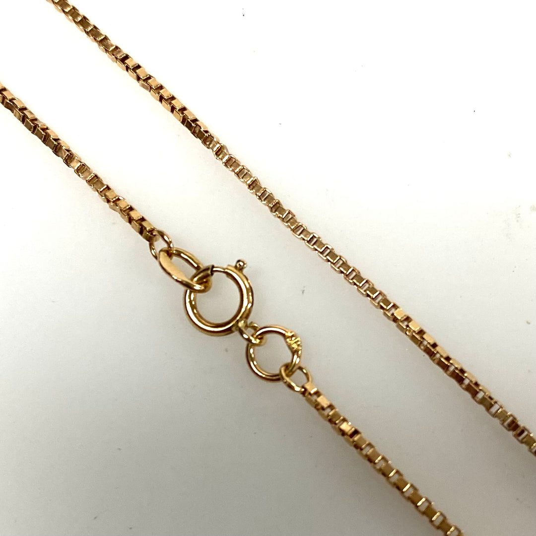 v370 Vintage 14k Rose Gold Box Link Chain Necklace 20" Long