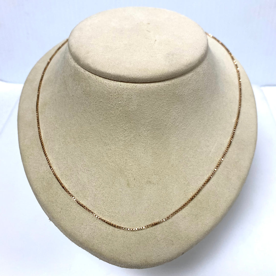 v370 Vintage 14k Rose Gold Box Link Chain Necklace 20" Long