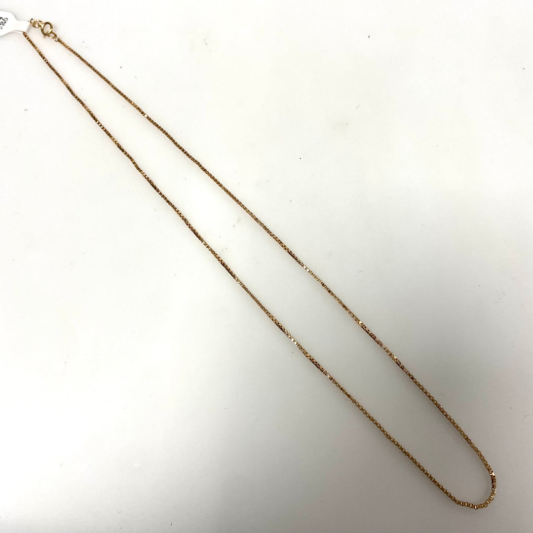 v370 Vintage 14k Rose Gold Box Link Chain Necklace 20" Long
