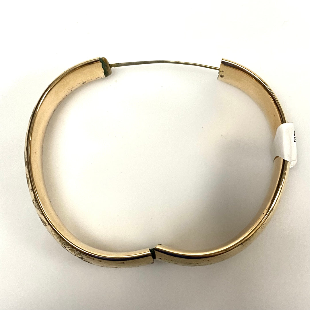 v377 Vintage Yellow Gold Filled 15mm Floral Bracelet 8.5" Wrist