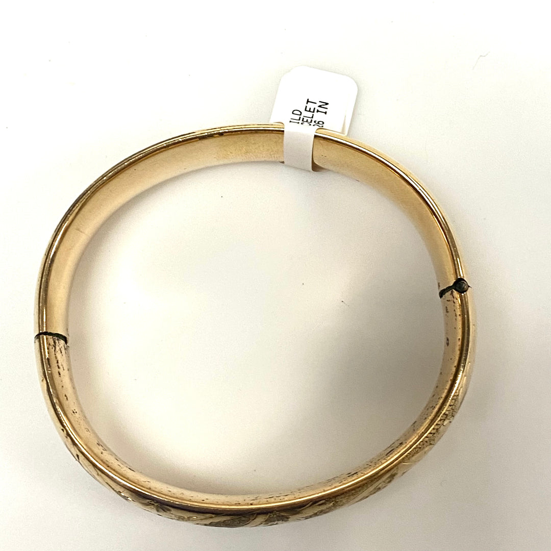 v377 Vintage Yellow Gold Filled 15mm Floral Bracelet 8.5" Wrist