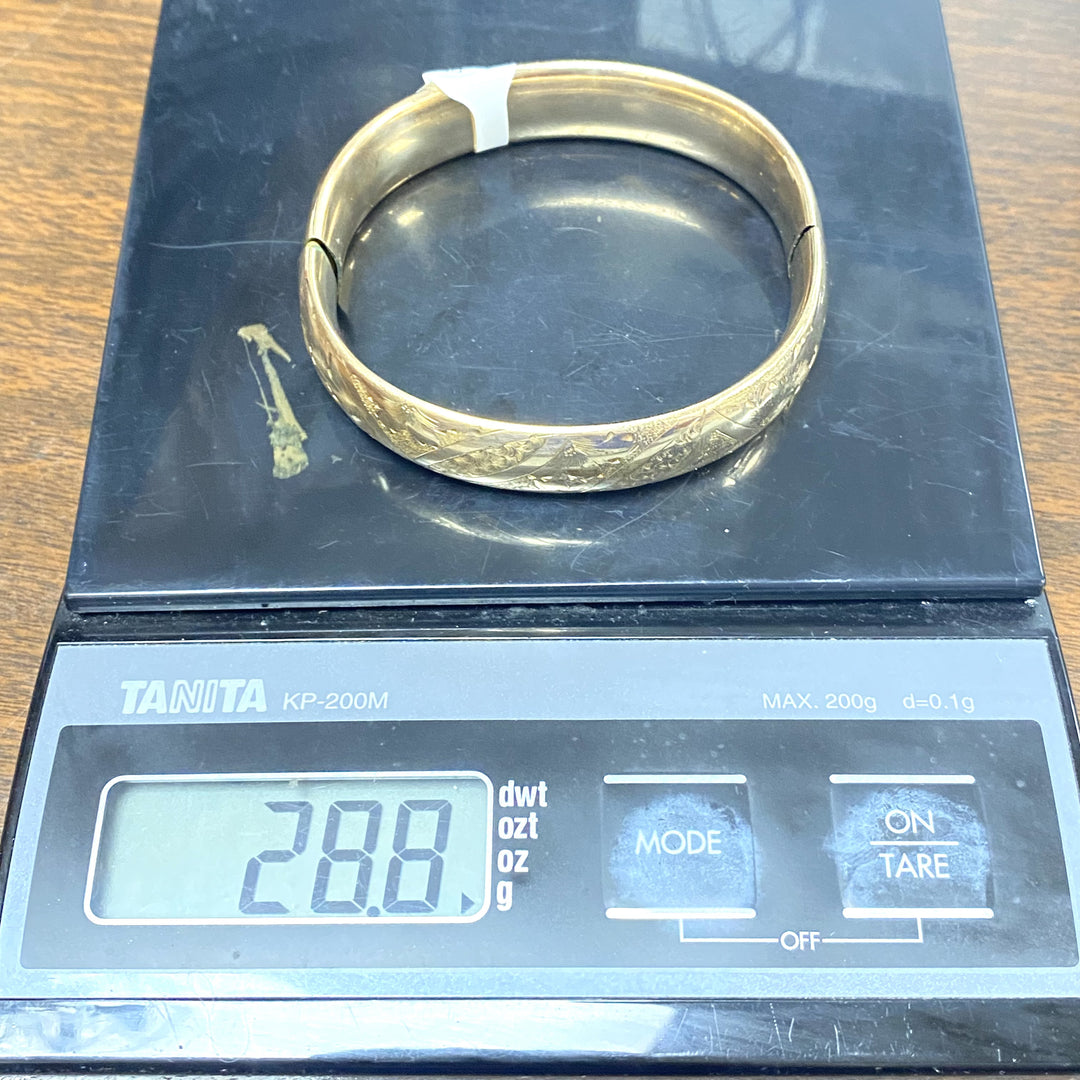 v377 Vintage Yellow Gold Filled 15mm Floral Bracelet 8.5" Wrist