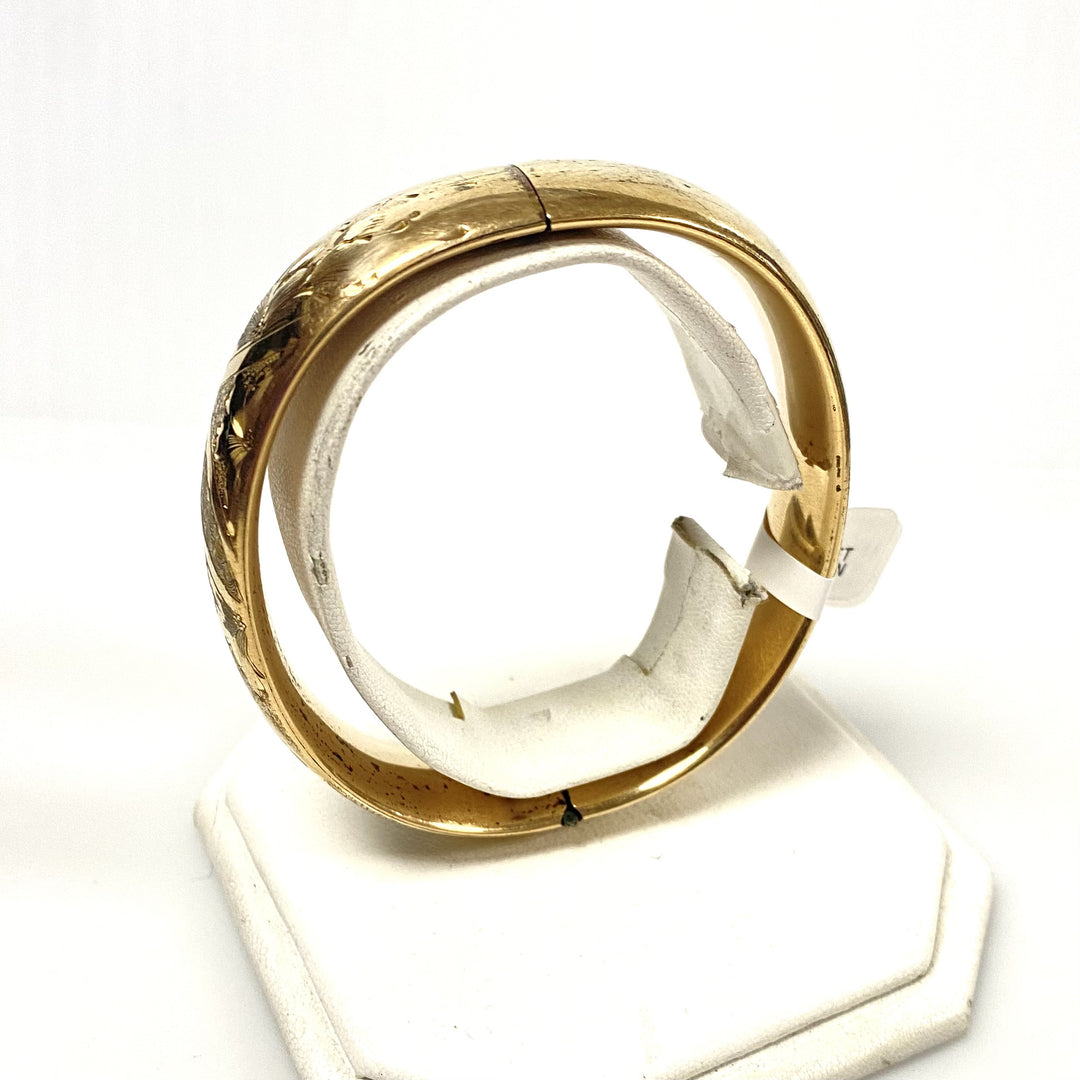 v377 Vintage Yellow Gold Filled 15mm Floral Bracelet 8.5" Wrist