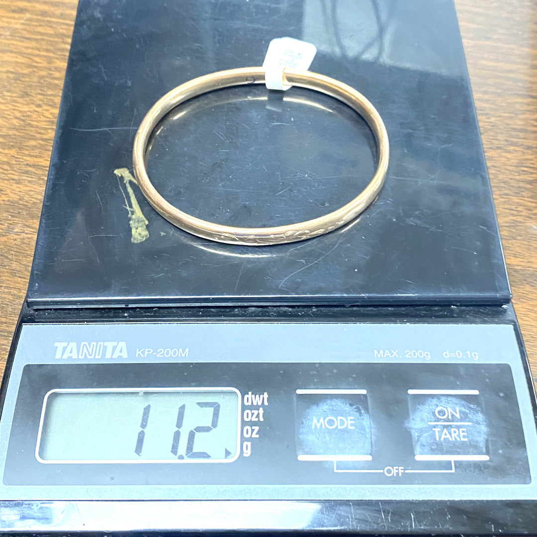 v378 Vintage 9K Yellow Gold 5.5mm Floral Bracelet 8.25" Wrist