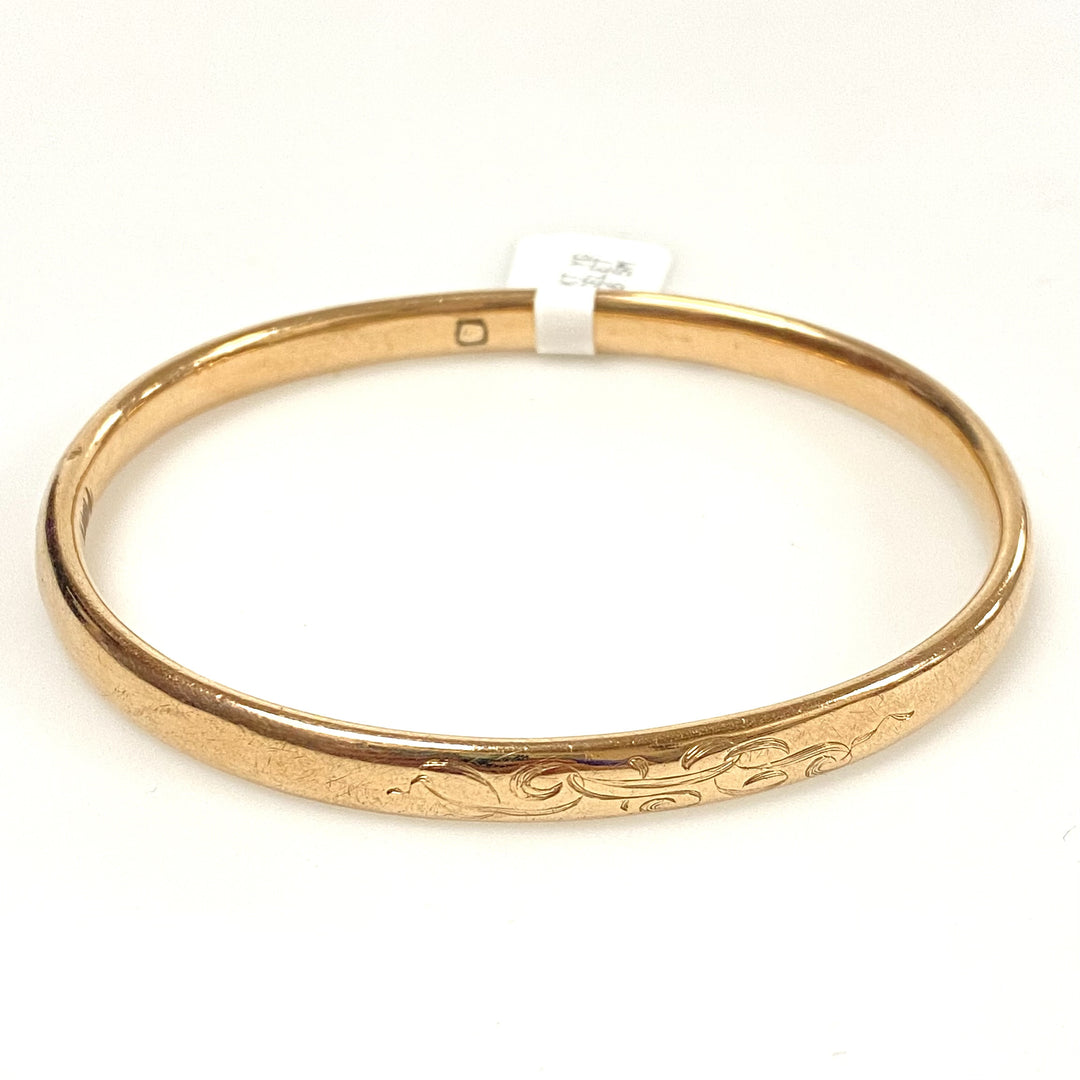 v378 Vintage 9K Yellow Gold 5.5mm Floral Bracelet 8.25" Wrist