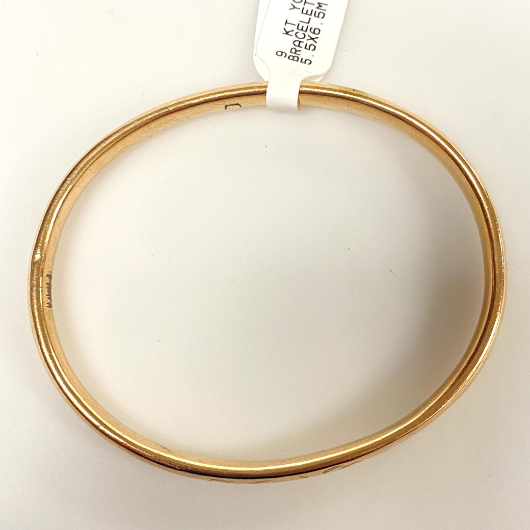 v378 Vintage 9K Yellow Gold 5.5mm Floral Bracelet 8.25" Wrist