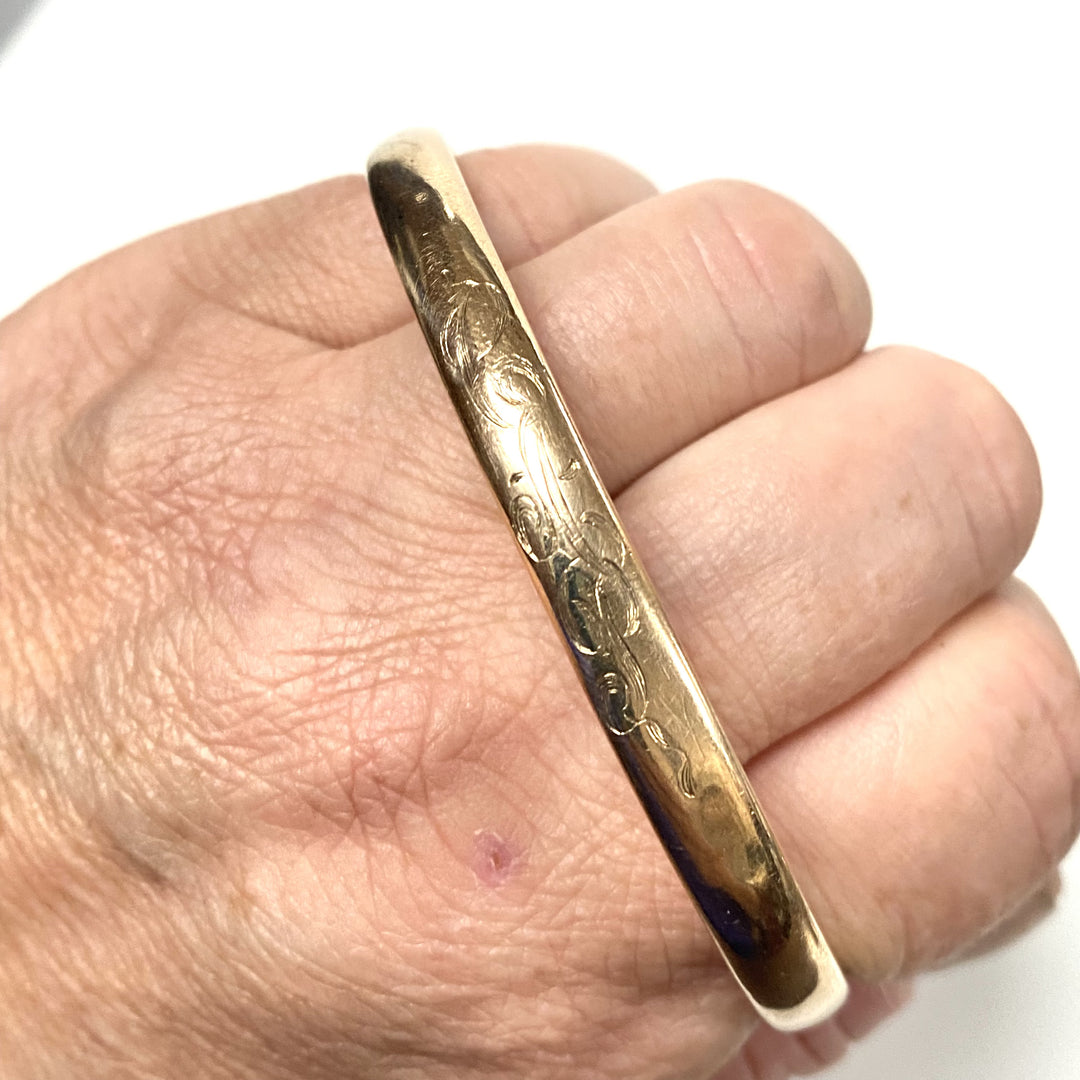 v378 Vintage 9K Yellow Gold 5.5mm Floral Bracelet 8.25" Wrist