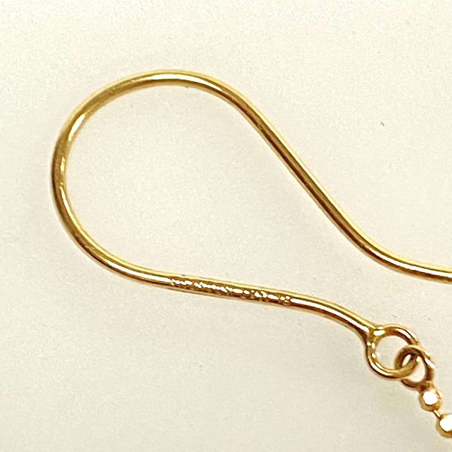 v384 Vintage 14K Yellow Gold Dangling Ball Chain Earrings