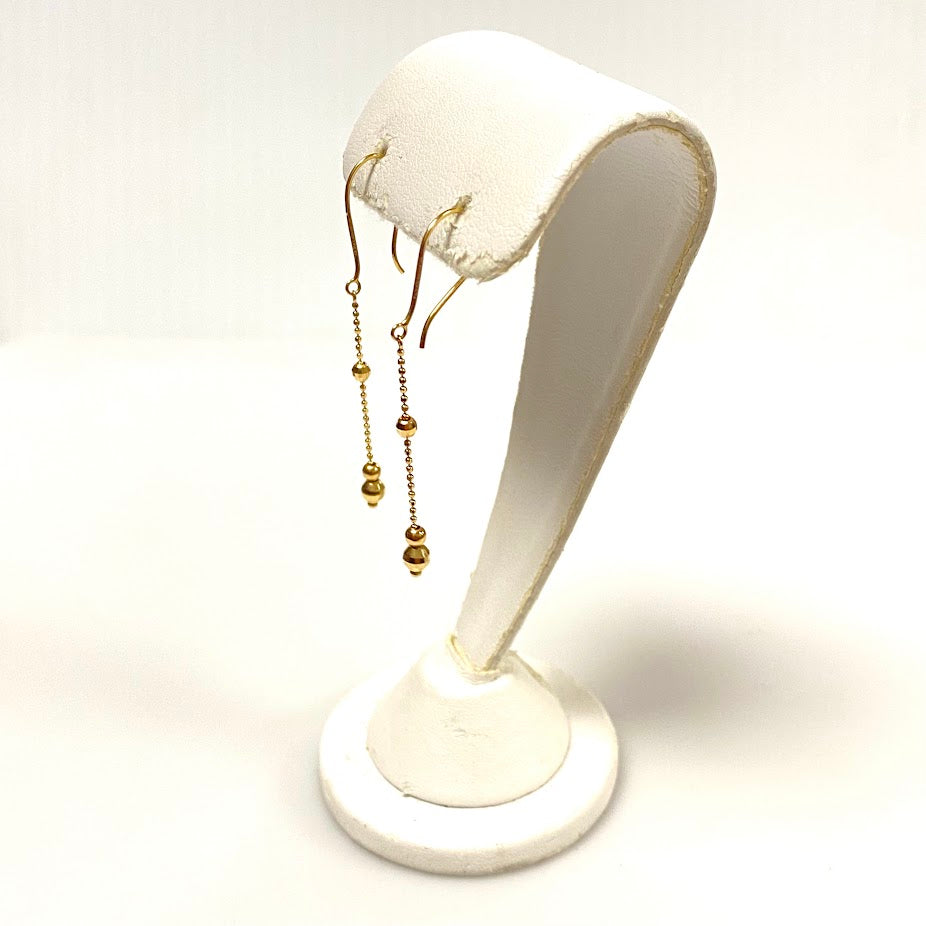 v384 Vintage 14K Yellow Gold Dangling Ball Chain Earrings