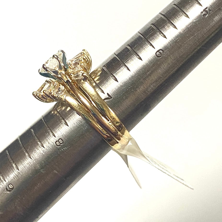 v386 Vintage 14K Yellow Gold 2.5cts Diamond Wedding 3Ring Band Size 7.25