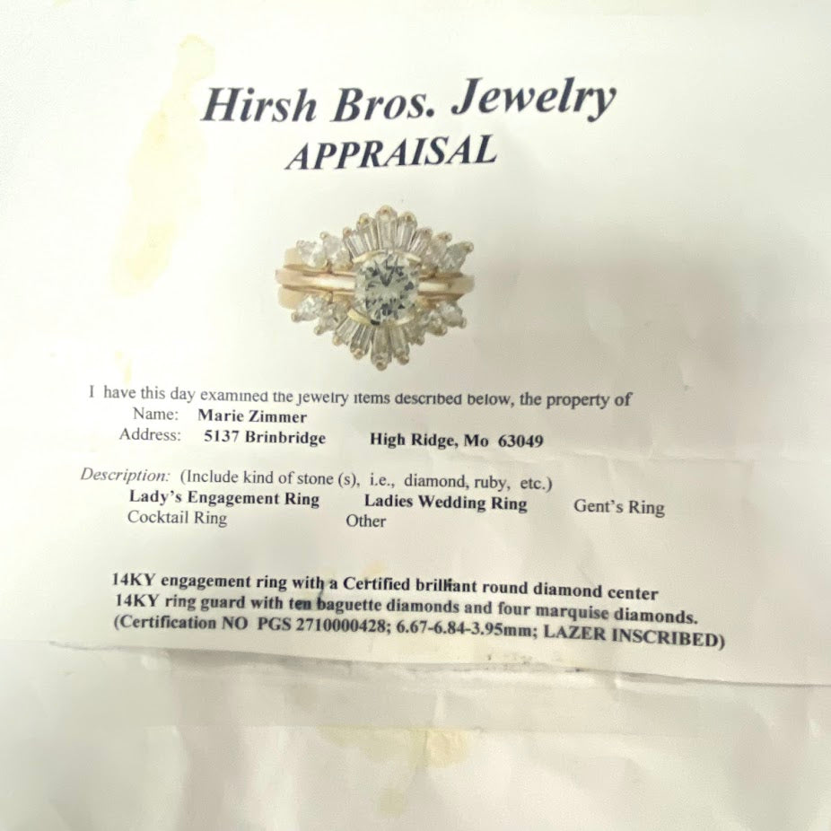 v386 Vintage 14K Yellow Gold 2.5cts Diamond Wedding 3Ring Band Size 7.25