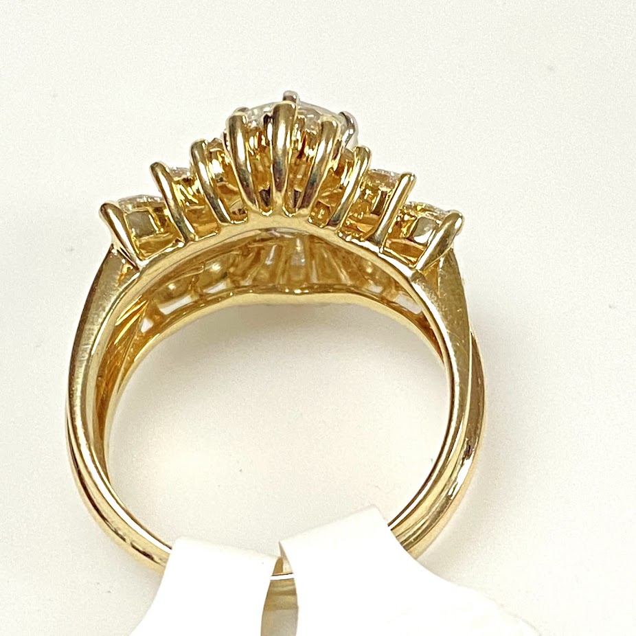 v386 Vintage 14K Yellow Gold 2.5cts Diamond Wedding 3Ring Band Size 7.25