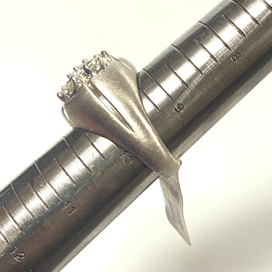 v387 Vintage 14K White Gold 2.1 cts 7 round Diamond Wedding Ring Band Size 10