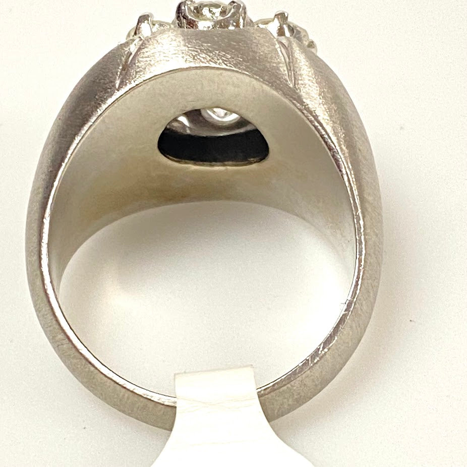 v387 Vintage 14K White Gold 2.1 cts 7 round Diamond Wedding Ring Band Size 10