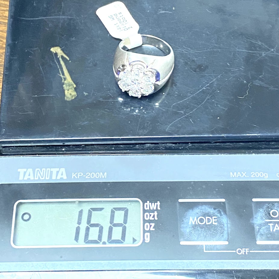 v387 Vintage 14K White Gold 2.1 cts 7 round Diamond Wedding Ring Band Size 10