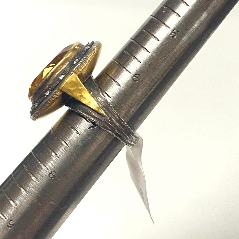 v390 Vintage 22K Yellow Gold Sterling Silver Citrine Diamond Wedding Ring Size 7