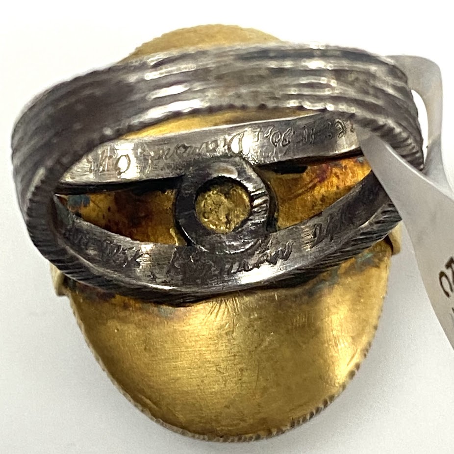 v390 Vintage 22K Yellow Gold Sterling Silver Citrine Diamond Wedding Ring Size 7
