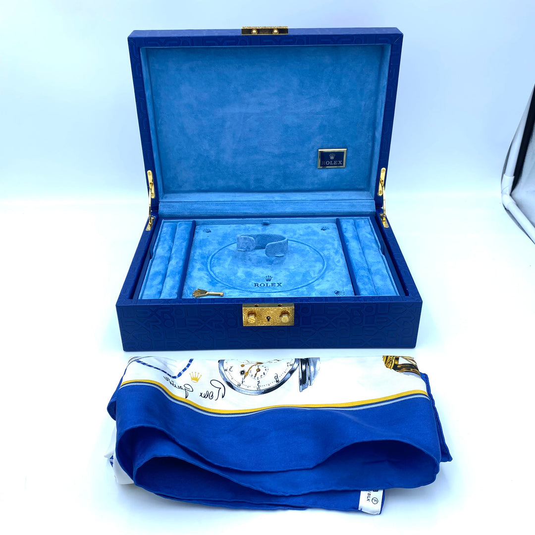 v397 Vintage Rolex Jewelry Box Watch Jewelry Case Display Organizer & Silk Scarf
