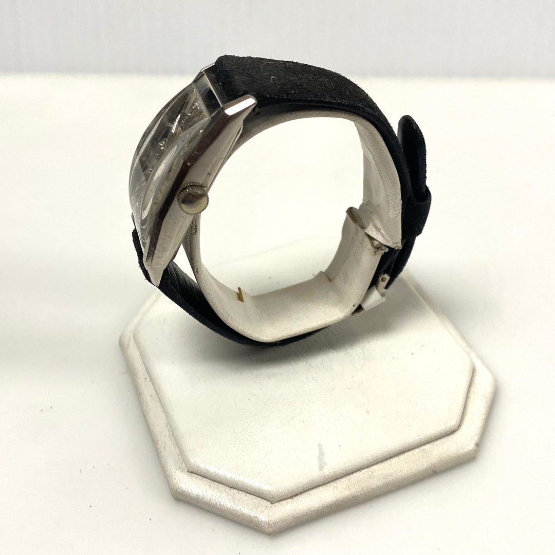 v410 Vintage Hamilton Platinum 19 Jewels 982 Mechanical Black Suede Band