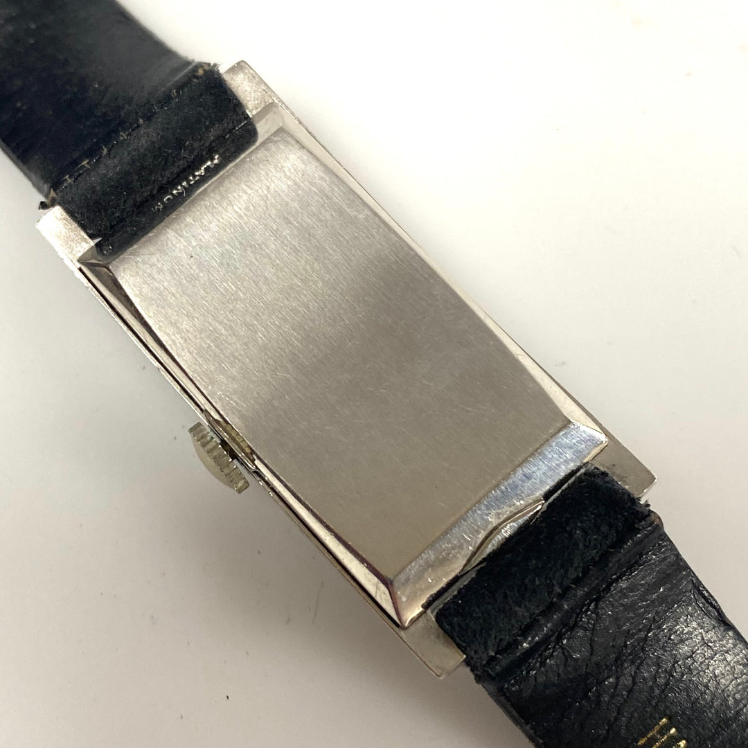 v410 Vintage Hamilton Platinum 19 Jewels 982 Mechanical Black Suede Band