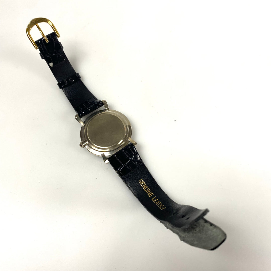 v411 Vintage Lord Elgin 14K White Gold Diamond Dial Shockmaster Black Band