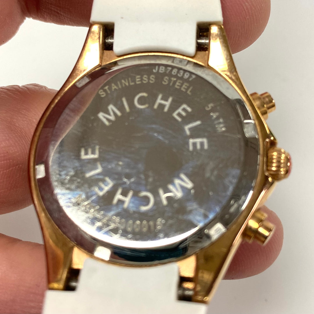 v416 Michele Women's Tahitian Chronograph Watch Jellybean Rose Gold Tone Quartz