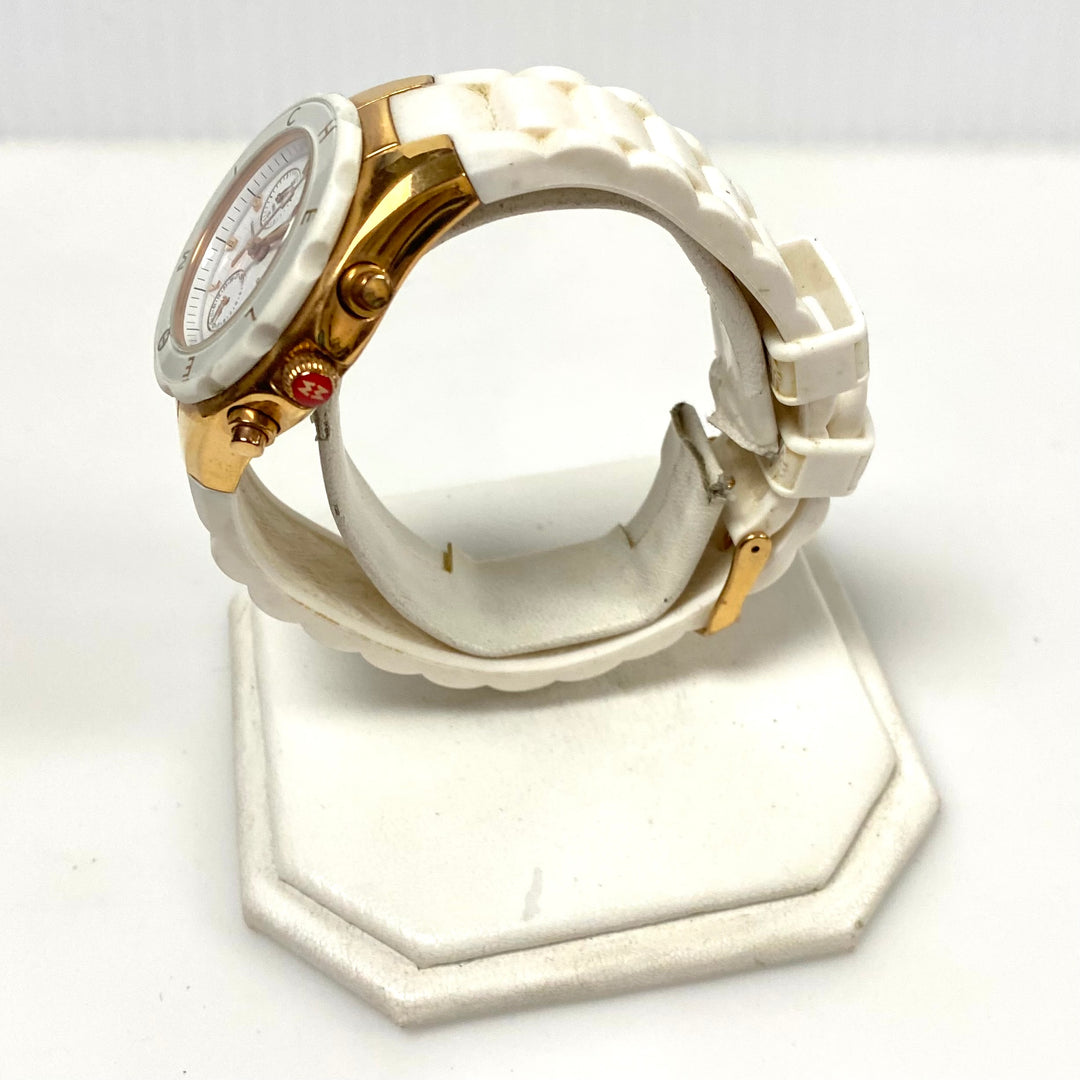v416 Michele Women's Tahitian Chronograph Watch Jellybean Rose Gold Tone Quartz