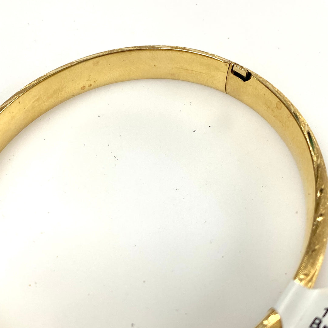 v420 Vintage 14k Yellow Gold 8mm Brushed Bangle Bracelet 7.5" Wrist