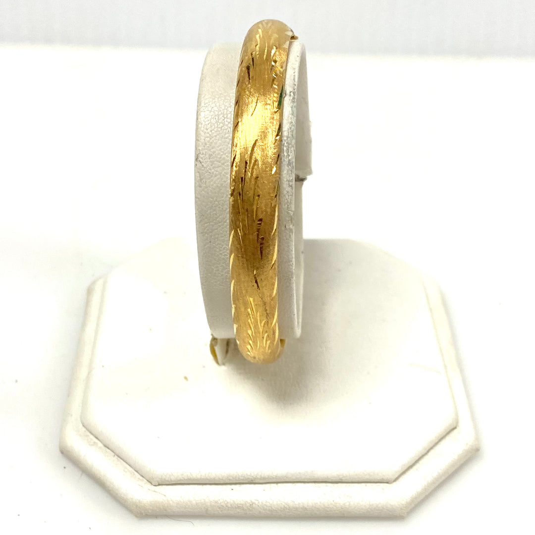 v420 Vintage 14k Yellow Gold 8mm Brushed Bangle Bracelet 7.5" Wrist
