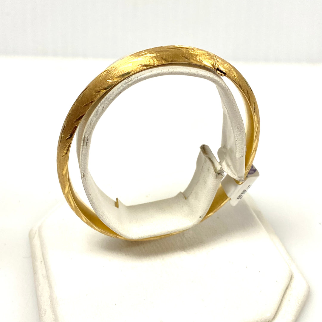 v420 Vintage 14k Yellow Gold 8mm Brushed Bangle Bracelet 7.5" Wrist