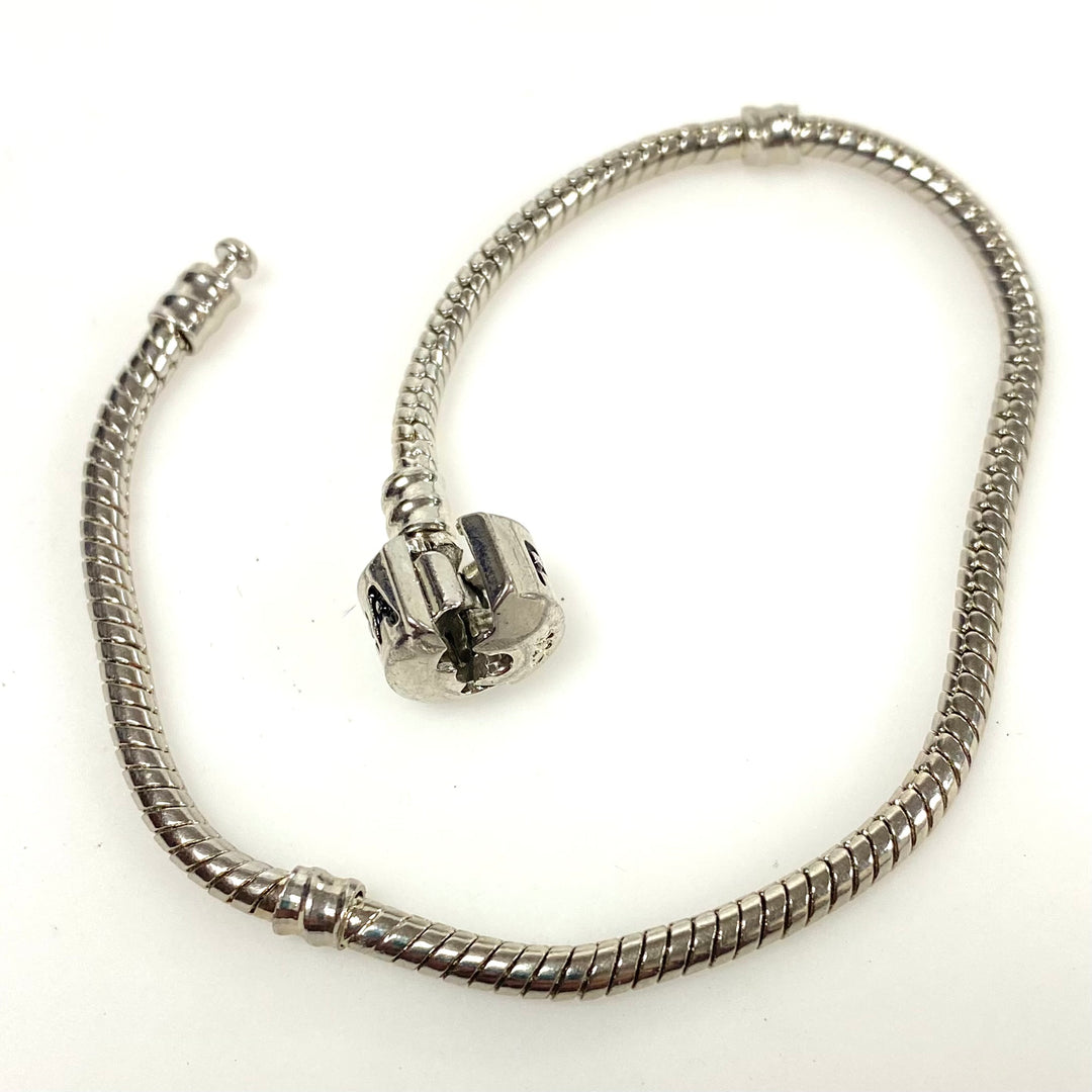 v422 Pandora 925 Sterling Silver Snake Chain Charm Bracelet 8.5" Long