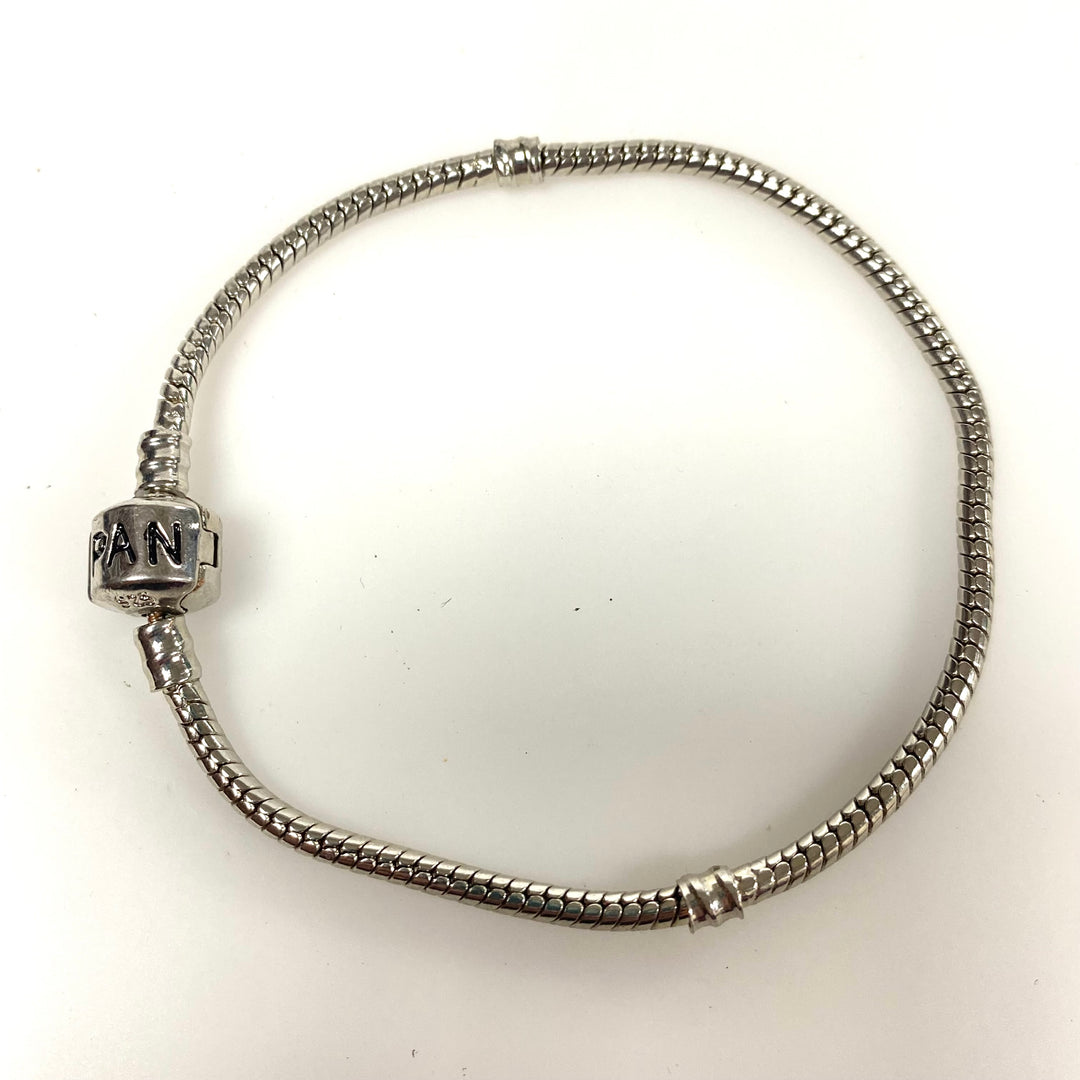 v422 Pandora 925 Sterling Silver Snake Chain Charm Bracelet 8.5" Long
