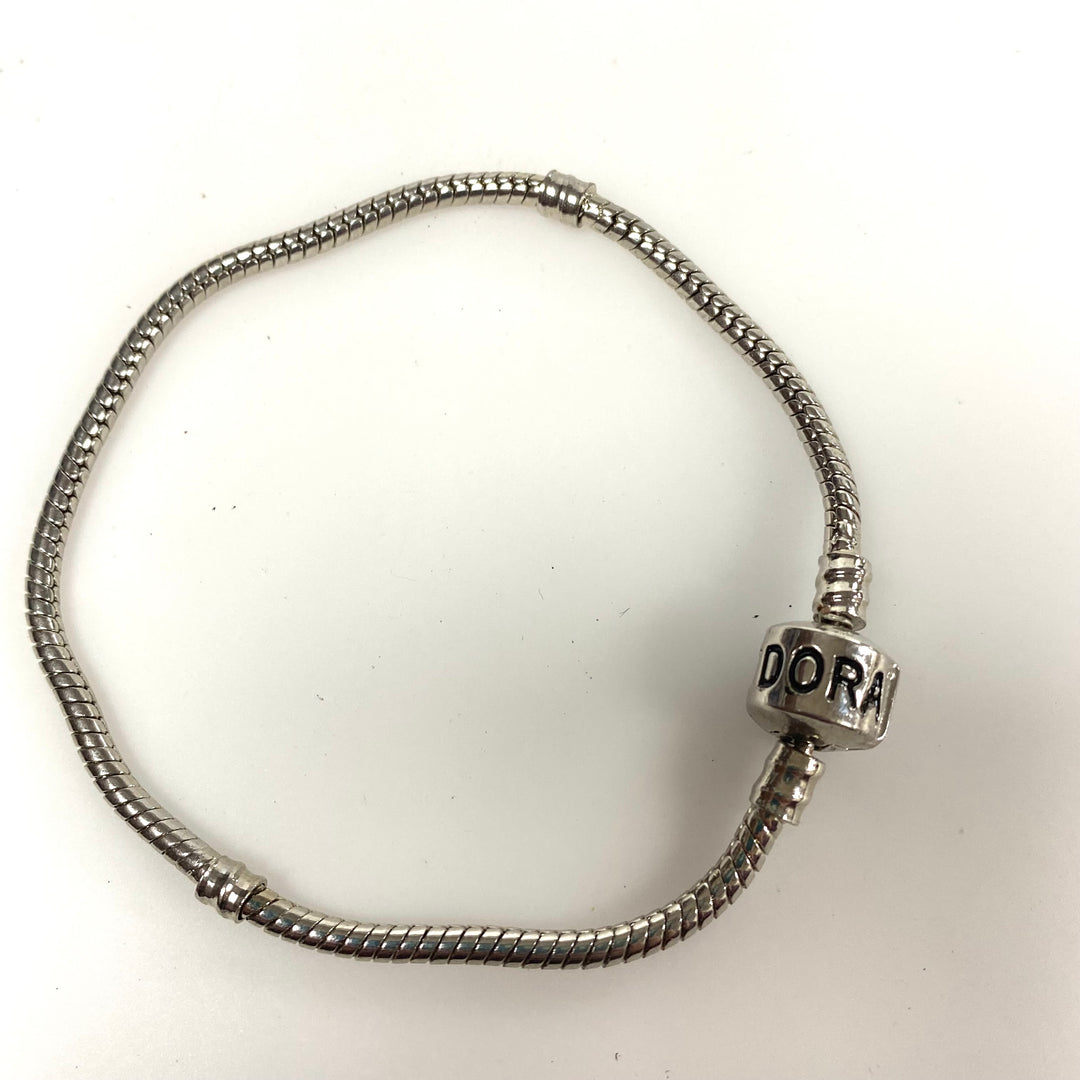 v422 Pandora 925 Sterling Silver Snake Chain Charm Bracelet 8.5" Long