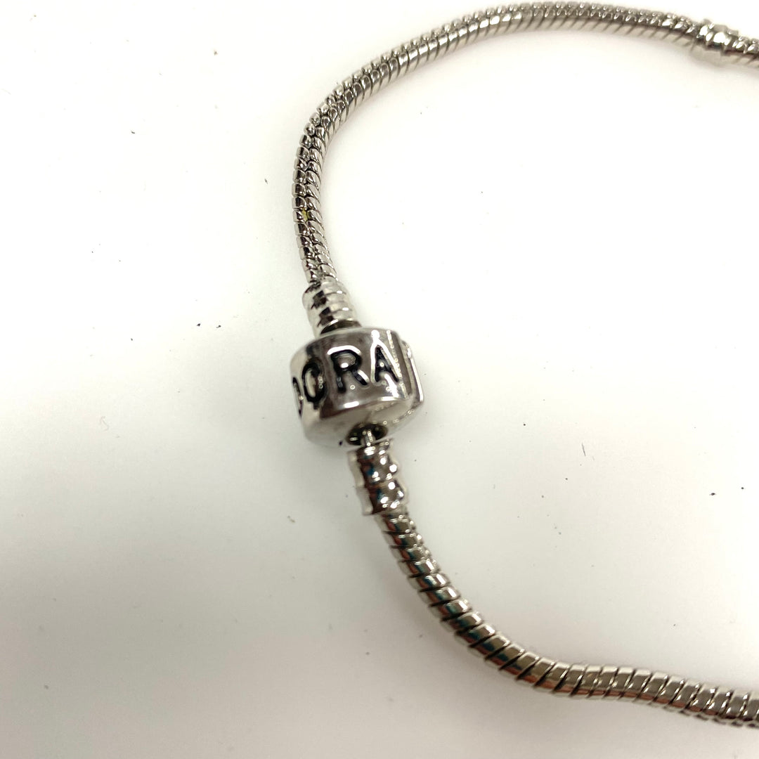 v423 Pandora 925 Sterling Silver Snake Chain Charm Bracelet 8" Long