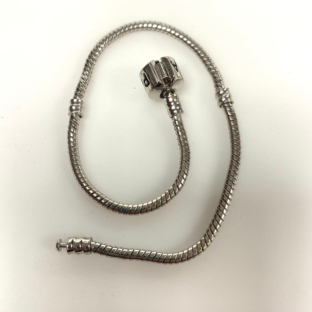v423 Pandora 925 Sterling Silver Snake Chain Charm Bracelet 8" Long