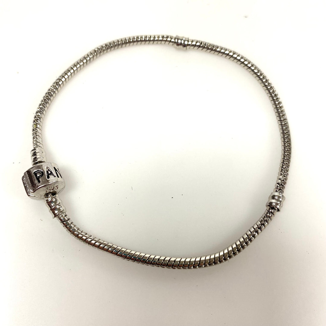 v423 Pandora 925 Sterling Silver Snake Chain Charm Bracelet 8" Long