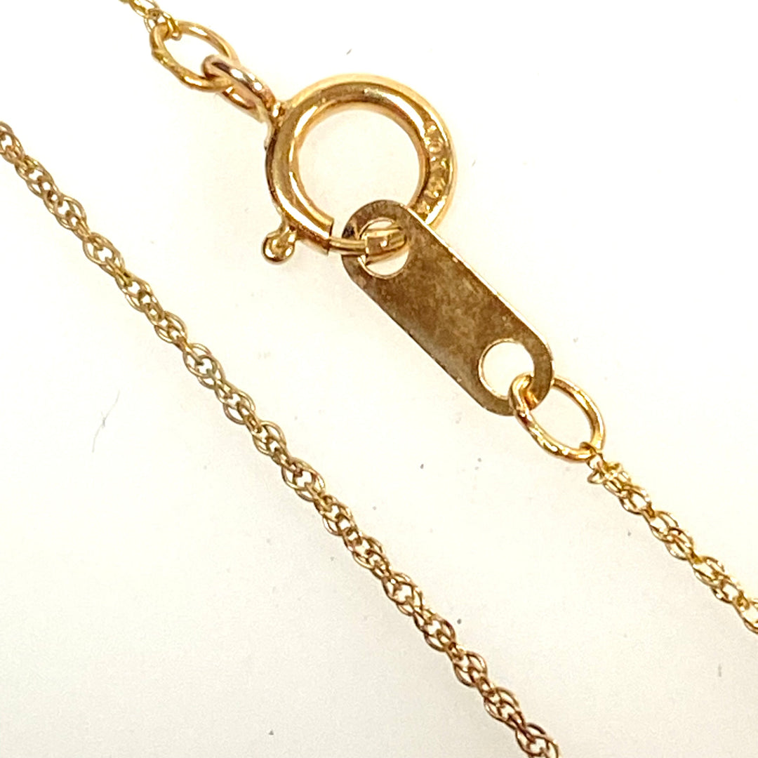 v425 Vintage 10K Yellow Gold Necklace 18" & 10K Yellow Gold Ruby Diamond Pendant